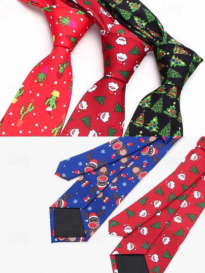Tree Tie Polyester Santa Men's – Christmas and Fun Silk