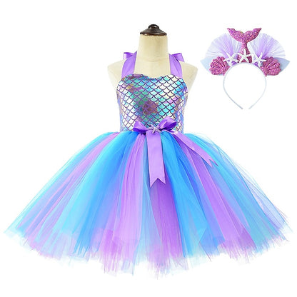 Aqua Little Mermaid Princess Ariel Flower Tail Girl