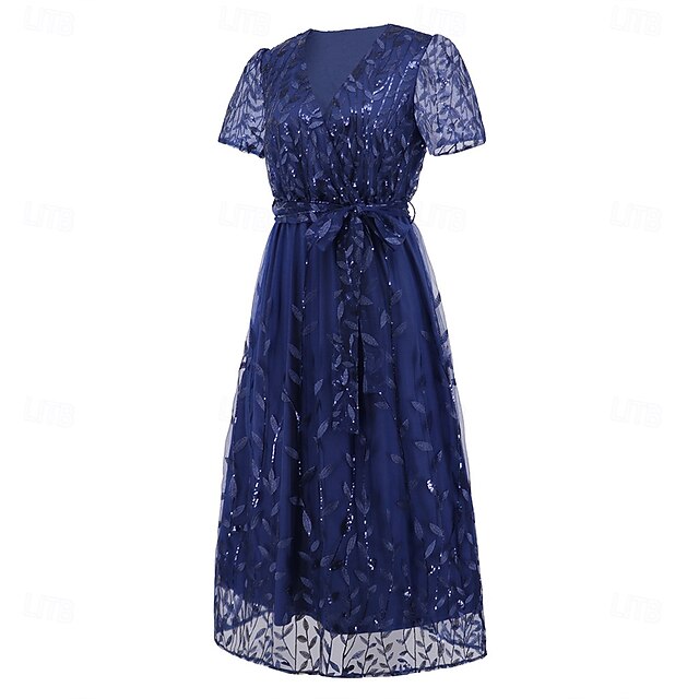 Mother Neck Elegant V Bride the A-Line Dress Sequin of
