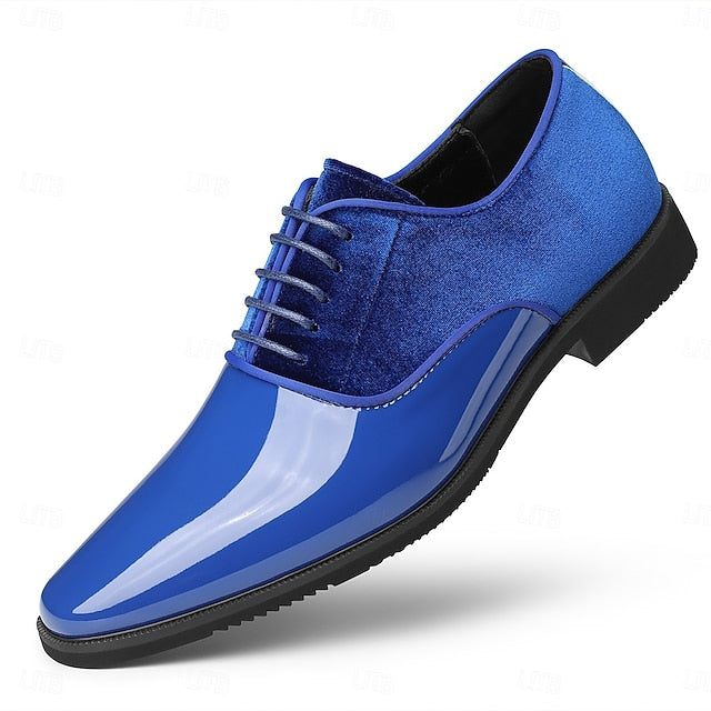 Velvet Shoes White Men's and Glossy Blue Finish with