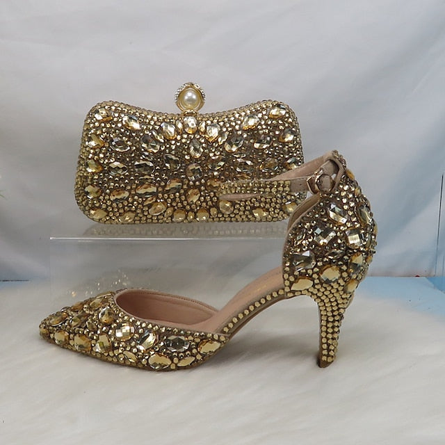 Rhinestone Women's with Heel High Shoes Wedding Multicolor