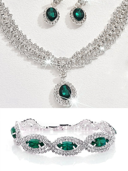 Set Women for Green – Elegant Crystal Luxury Jewelry Necklace
