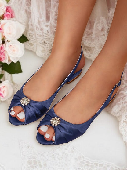 Wedding Crystal Satin with Women's Slingback Heels