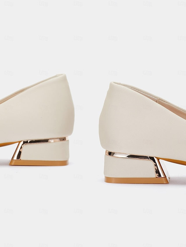 Women's Pointed Flats - Heel Embellished Pearl Low Elegant