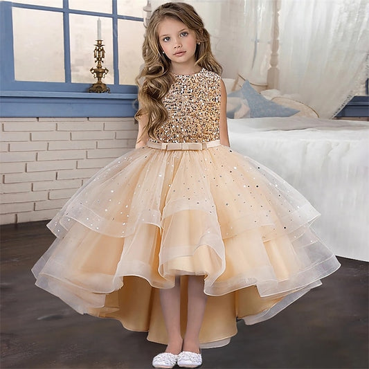 Color Sleeveless Solid Party Girls' Kids Dress