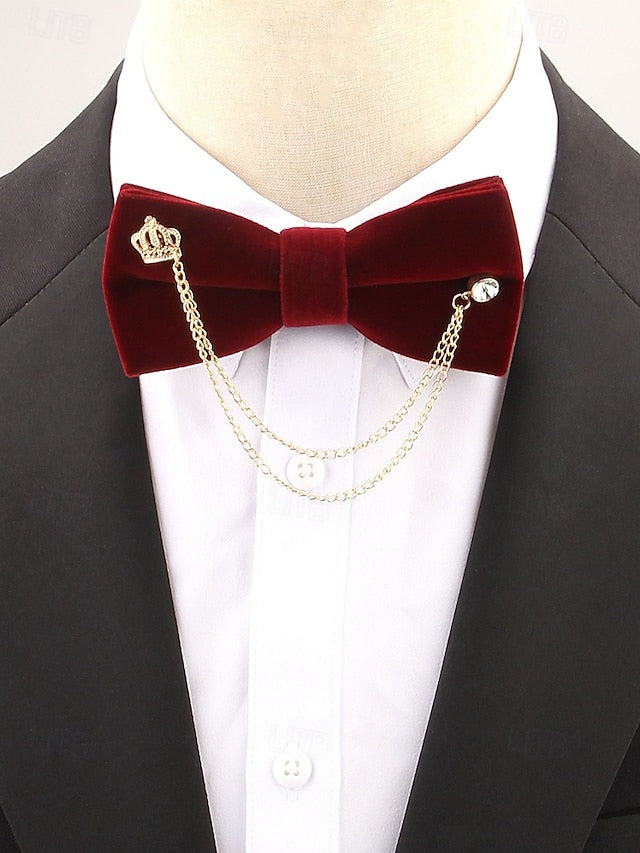 Detail Men's Bow Chain with Velvet Tie and Crown –