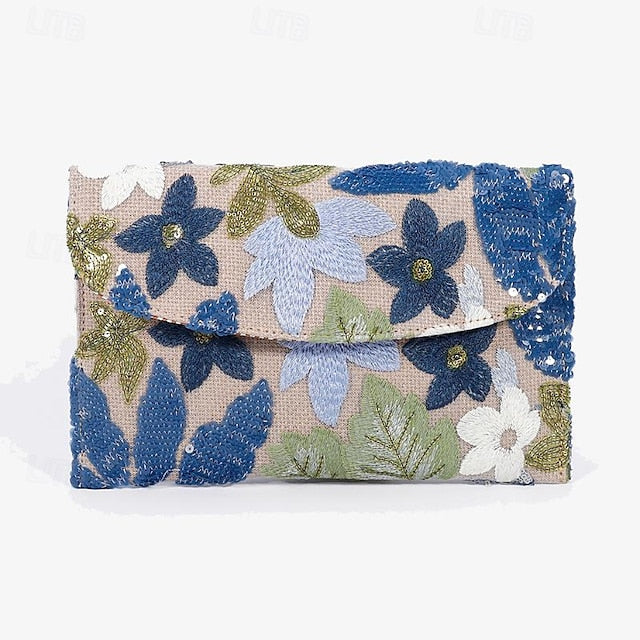 Women's Embroidered Floral Bag Handheld Evening - Clutch