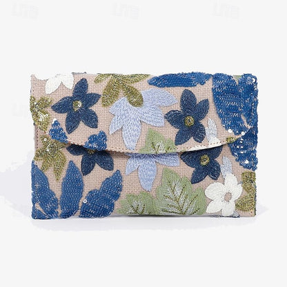 Women's Embroidered Floral Bag Handheld Evening - Clutch