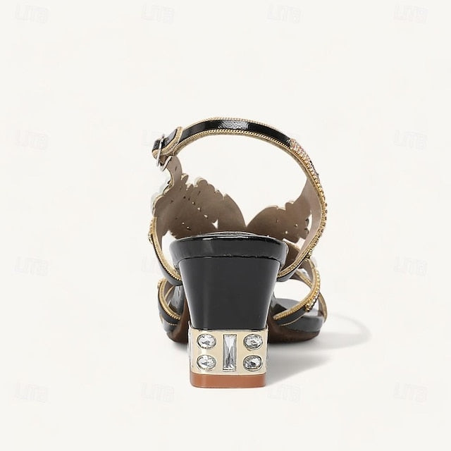 Round Rhinestone Women's Toe Sandals Wedding Shoes Party