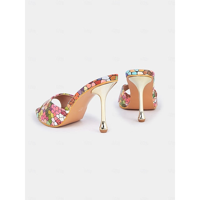 Mules Heels Mosaic for Print – Women Multicolor High Colorful