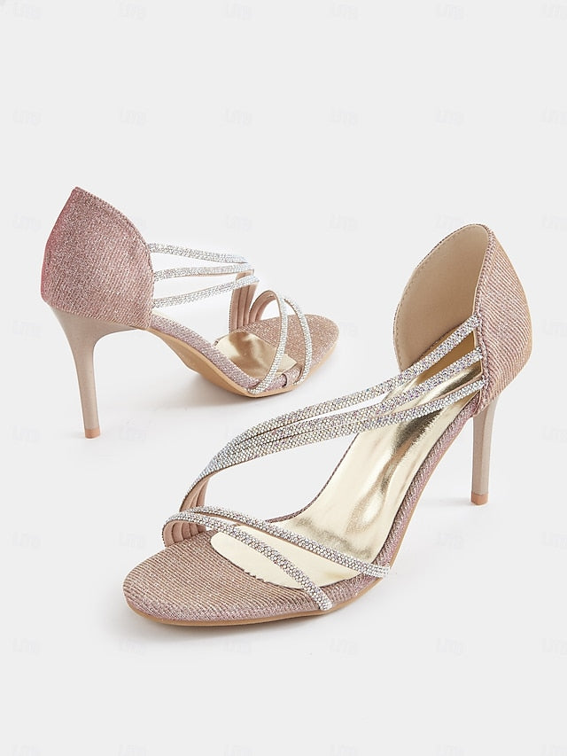 Women Strappy for Crystal Sandals – Rhinestone Heel High