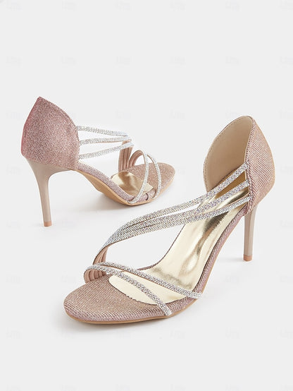 Women Strappy for Crystal Sandals – Rhinestone Heel High