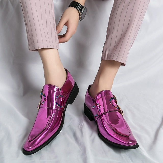 Shoes Buckle Fashion Men's Loafers – Pink Metallic