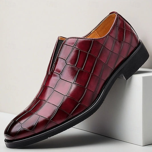Crocodile Slip-On Men's Pattern Burgundy – Shoes