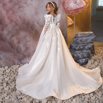Party Kids Dress Solid Color Communion Girls' First