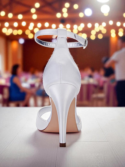 with High Sandals Rhinestone Heel Satin Women's Purple