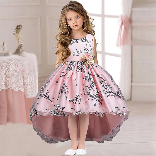 Dress Kids Sleeveless Solid Colored Floral Girls' Wedding