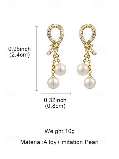 with earrings Women's imitation rhinestone pearl teardrop