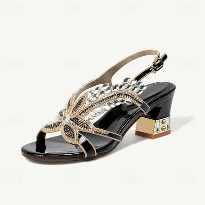 Round Rhinestone Women's Toe Sandals Wedding Shoes Party