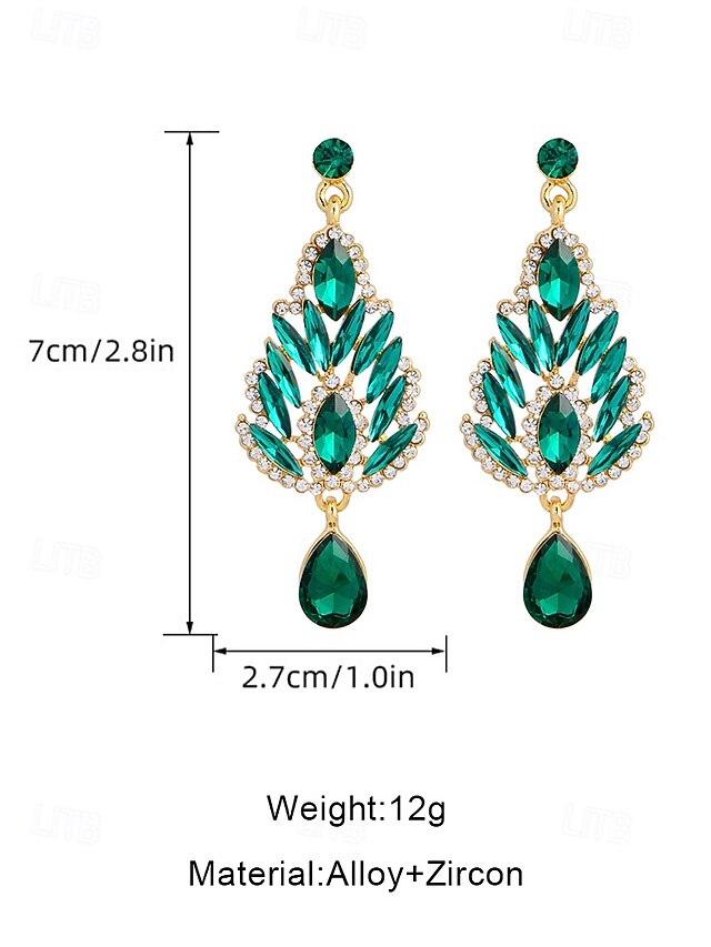Earrings Green Women's – Drop Crystal Emerald