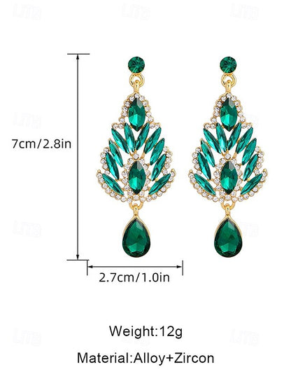 Earrings Green Women's – Drop Crystal Emerald