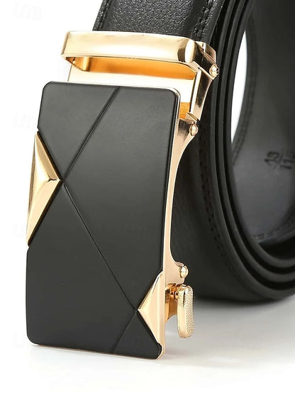 Metal Adjustable Men's Black Elegant with Leather Belt