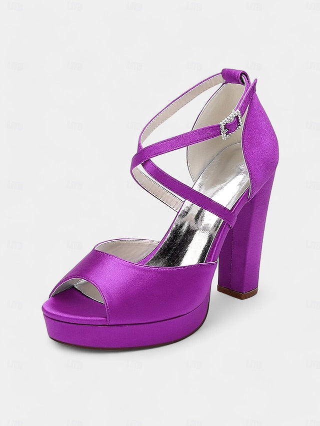 Platform Toe Sandals with Peep Women's and Satin High Heel