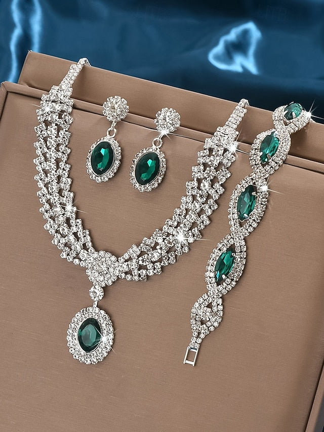 Set Women for Green – Elegant Crystal Luxury Jewelry Necklace