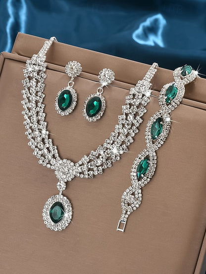Set Women for Green – Elegant Crystal Luxury Jewelry Necklace