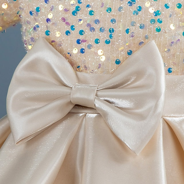 Wedding Short Sleeve Sequin Girls' Dress Toddler Party