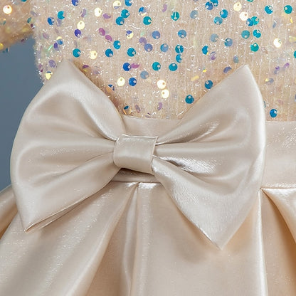 Wedding Short Sleeve Sequin Girls' Dress Toddler Party