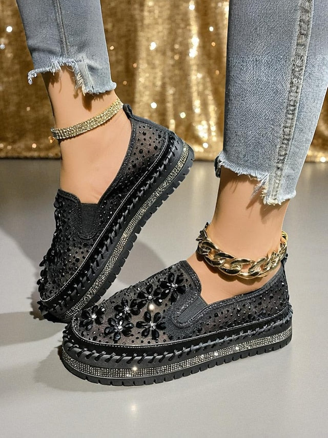 Slip-On Mesh Sneakers Rhinestone with Embellished Women's