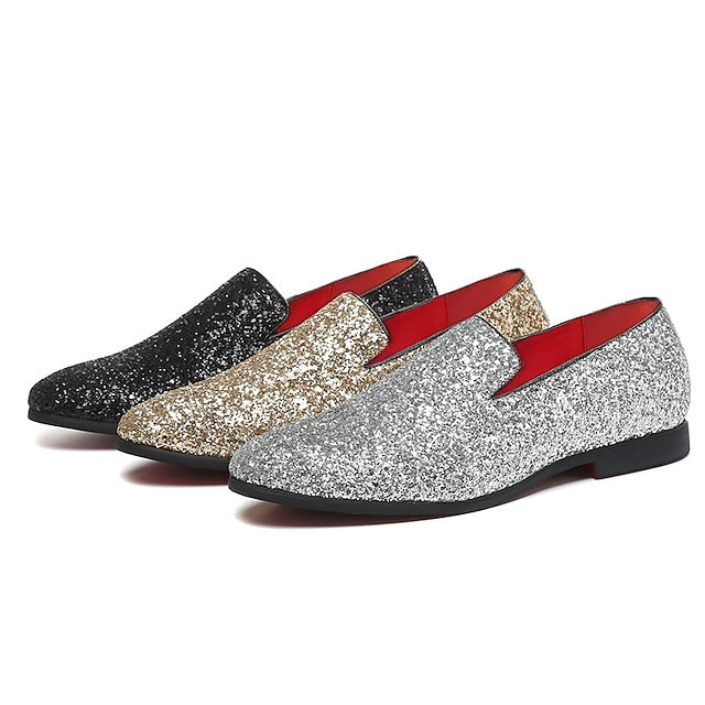 Silver Glitter with Loafers Slip-On Design and Men's