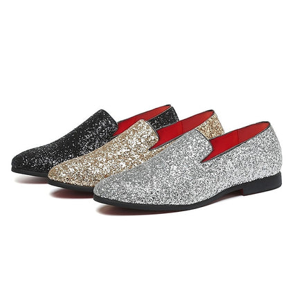 Silver Glitter with Loafers Slip-On Design and Men's