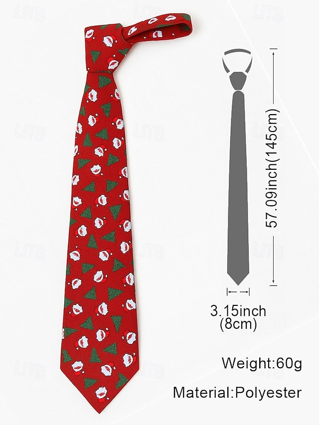 Tree Tie Polyester Santa Men's – Christmas and Fun Silk