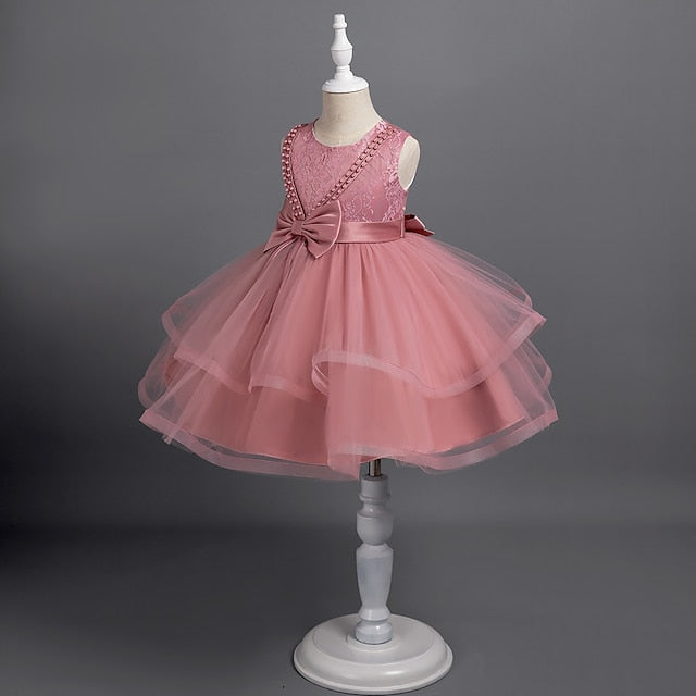 Party Color Toddler Solid Girls' Dress Sleeveless