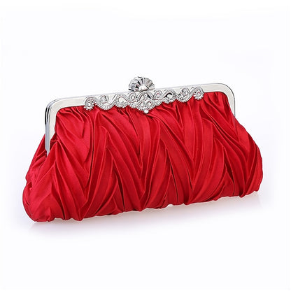 Clutch Pleated Evening Satin White Women's Elegant –