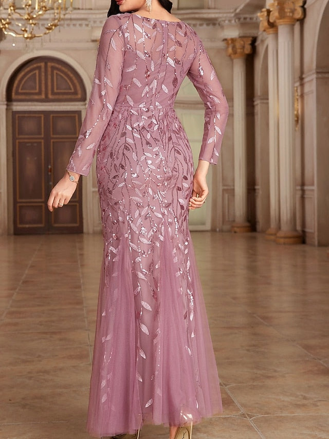 Crew Dress Elegant Neck the Floor Bride of Party Mother