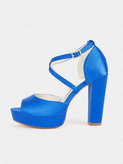 Platform Toe Sandals with Peep Women's and Satin High Heel