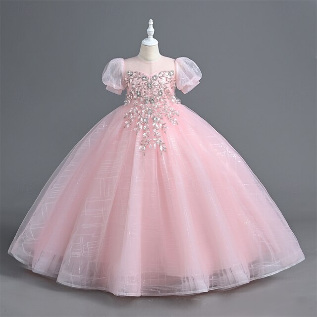 Solid Flower Party Girl Girls' Color Kids Dress