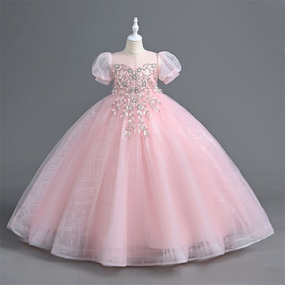 Girls' Dress Party Flower Kids Solid Girl Color
