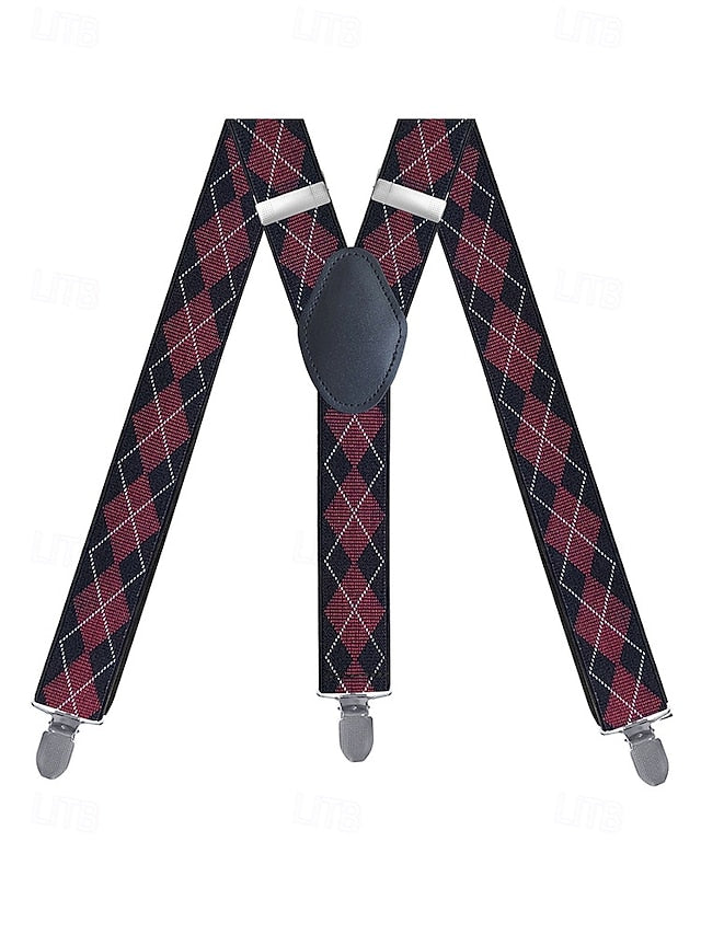 Men's Clip-On Classic Suspenders Pattern Argyle –