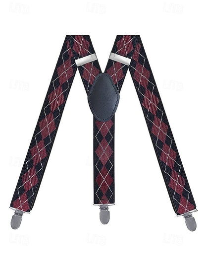 Men's Clip-On Classic Suspenders Pattern Argyle –