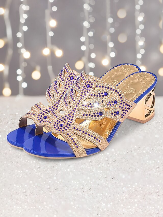 Gold Sandals Green Rhinestone Heeled Embellished - and