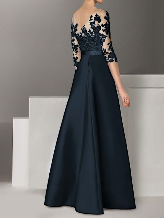 Elegant Sweep Gown Dress Brush A-Line / Wedding Evening Guest