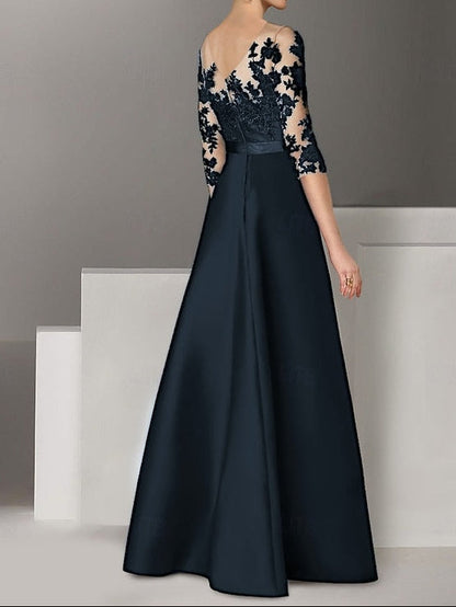 Elegant Sweep Gown Dress Brush A-Line / Wedding Evening Guest