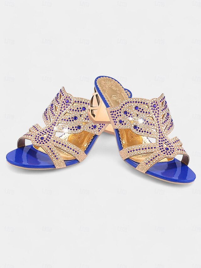 Gold Sandals Green Rhinestone Heeled Embellished - and