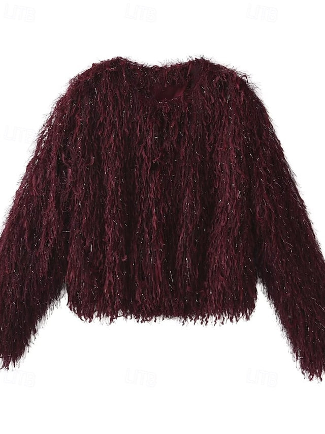 Coat Fur Faux Furs Comfortable Leathers Women's