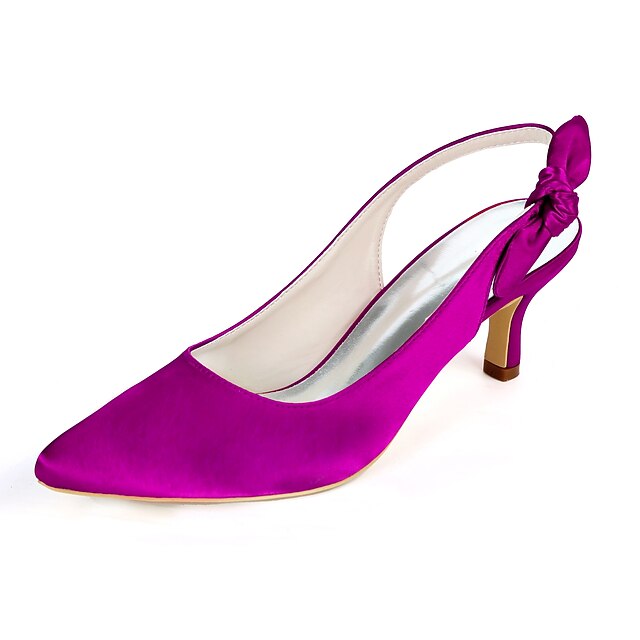 Toe - with White Bow Tie Pointed Heels Women for Slingback