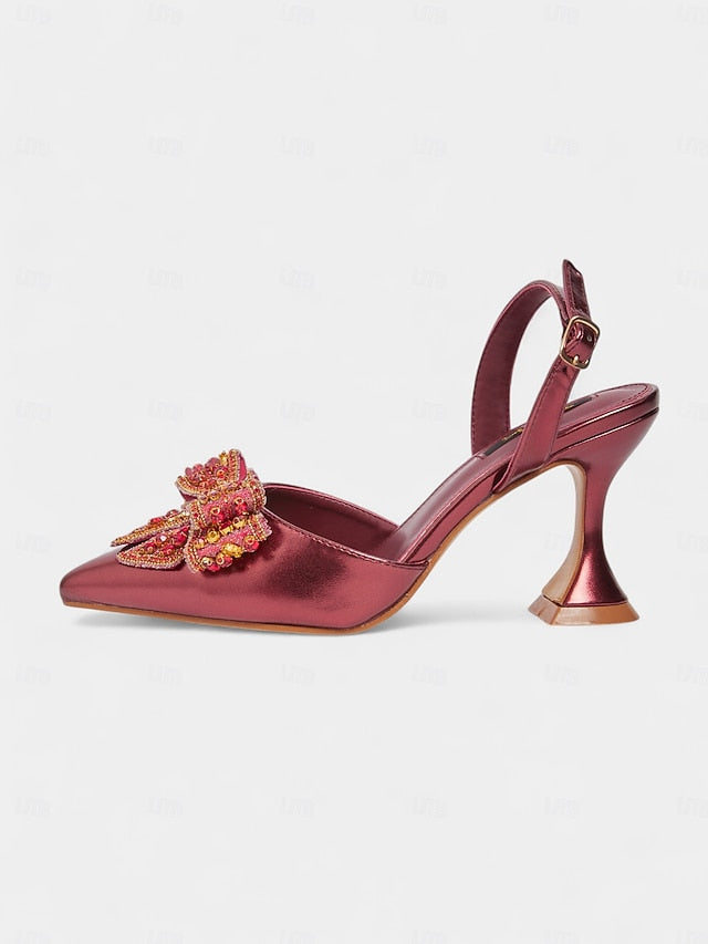 Women's - High Metallic Slingback Toe Gold Pumps Pointed